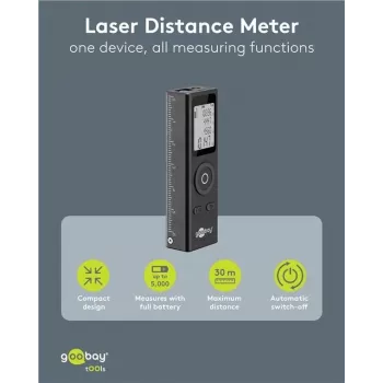 Goobay Laser-Entfernungsmesser 30 m Reichweite für Längenmessung (77834)