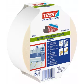 tesa 51960 Doppelseitiges Klebeband, transluzent, 50 mm x 25 m 51960-00001-11