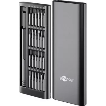 Goobay 77836 Präzisions-Schraubendreher-Set 24-teilig mit magnetischem Bithalter