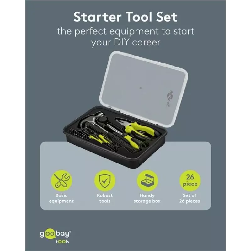 GOOBAY TOOLS 77845 Starter-Werkzeugset 26-teilig in Aufbewahrungsbox