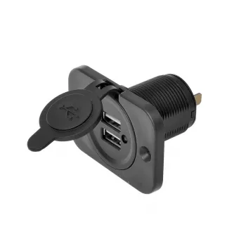 IWH USB Doppel-Einbau-Steckdose 12/24V 2,1A 2x USB-A Schwarz 019006