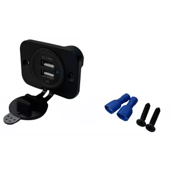 IWH USB Doppel-Einbau-Steckdose 12/24V 2,1A 2x USB-A Schwarz 019006