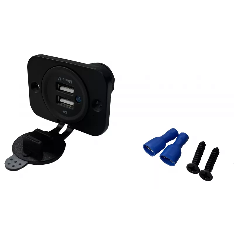 IWH USB Doppel-Einbau-Steckdose 12/24V 2,1A 2x USB-A Schwarz 019006