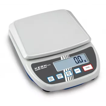 KERN EMS 12K0.1 Präzisionswaage, 12 kg x 0,1 g, Edelstahlplattform, RS-232, Netz-/Batteriebetrieb
