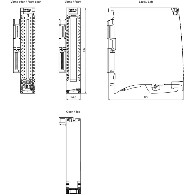 Siemens SIMATIC S7-1500 Digitalausgabemodul DQ 32x24VDC/0,5A, 32 Kanäle, Sourcing (PNP), Push-in-Frontstecker, Diagnose | 6ES75221BL100AA0