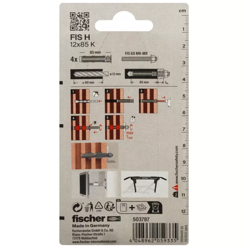 Fischer 503787 FIS H 12 x 85 K K NV Injektionsankerhülse 85 mm 12 mm 1 Set