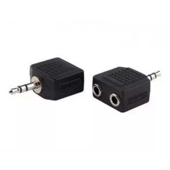 exertis Connect Audio-Splitter-Kabel - 3,5 mm Stereo Stecker auf 2x Buchse, 0,2 m, Schwarz 64650