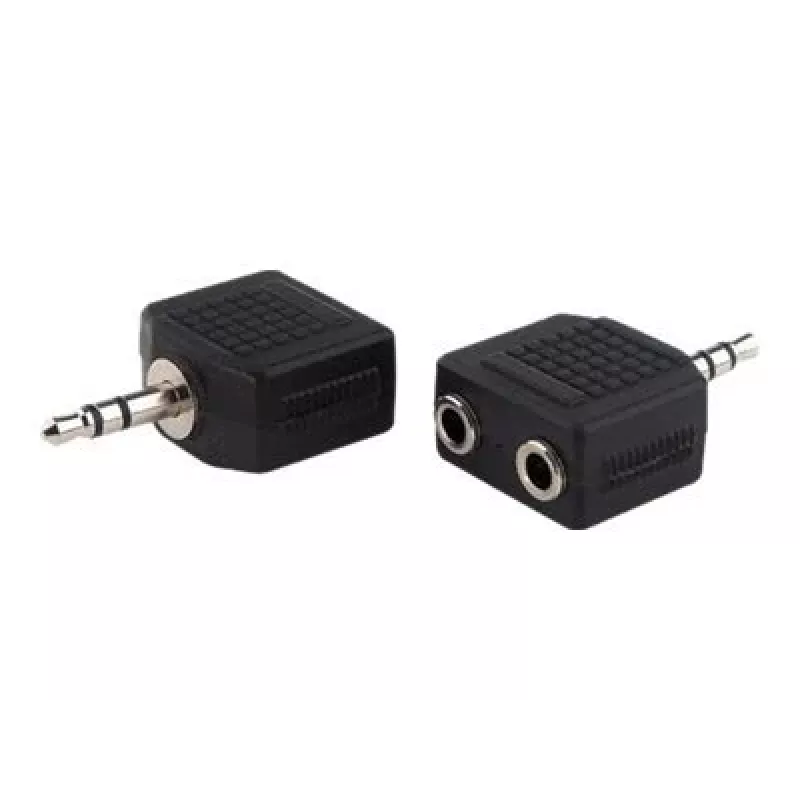 exertis Connect Audio-Splitter-Kabel - 3,5 mm Stereo Stecker auf 2x Buchse, 0,2 m, Schwarz 64650