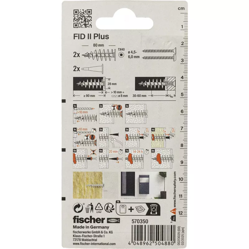 Fischer FID II Plus Dämmstoffdübel 80 mm, 2 Stück 570350