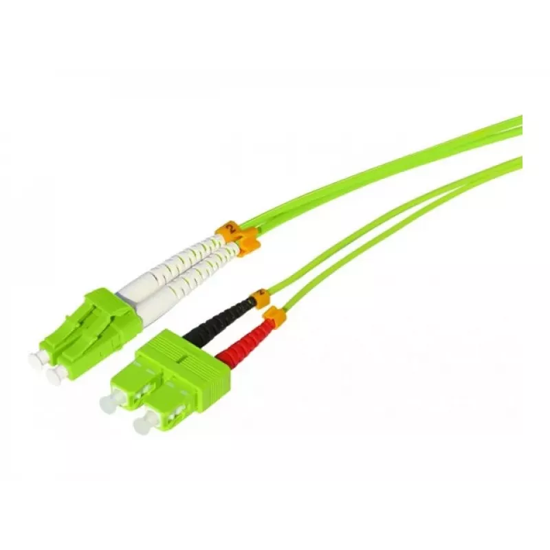Tecline HD OM5 Glasfaser-Patchkabel, LC Duplex auf SC Duplex, 50/125 µm, Limettengrün, 10 m 796LS10