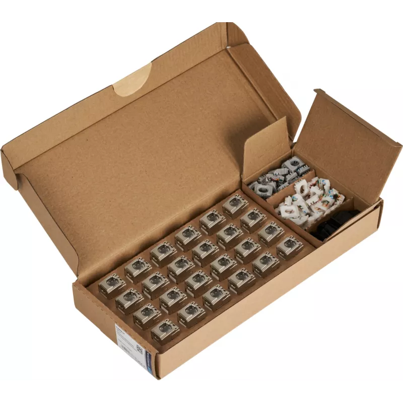EFB E-20094-24 RJ45 Keystone Slimline/Shortbody Cat.6A Komponenten-zertifiziert Silber, 24 Stück