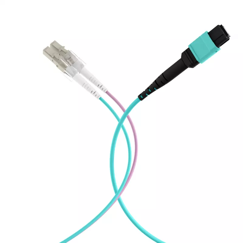 EFB MTP auf LC 12-Faser OM3 LSZH Aqua Fan-out Patchkabel, 7,5 m MTPF12LCOM3-7,5