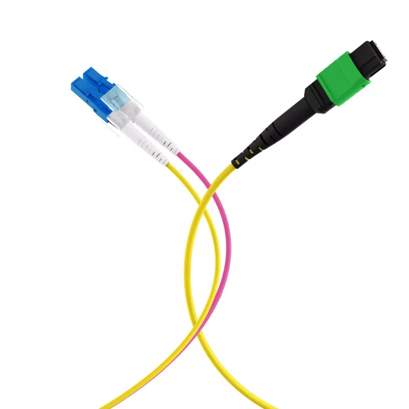 EFB Elektronik MPO-PLUS/APC(F)-LC OS2 8-Faser Typ B Trunk-Kabel, LSZH, Gelb, 1m MPOF08LCOS2-1