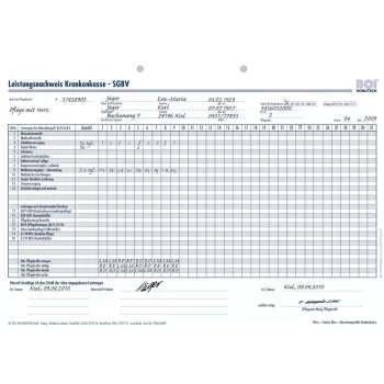 BOI Leistungsnachweis Krankenkasse SGB V Formulare, 50 Blatt, A4, Weiß 9206-00329