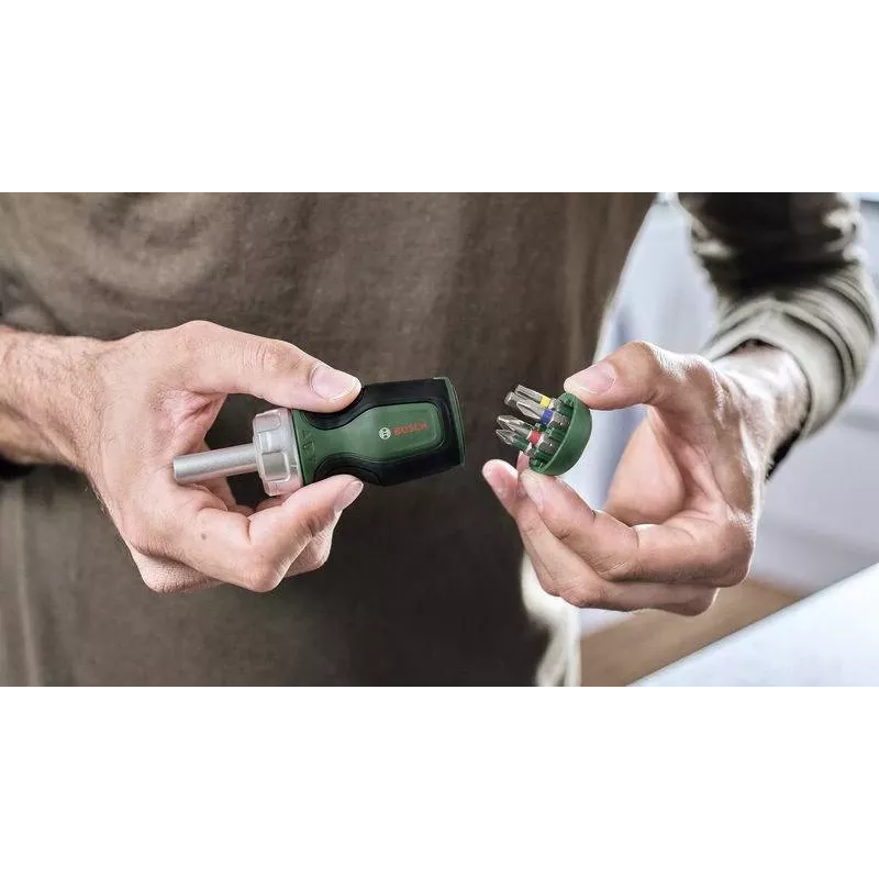 Bosch 1600A032UZ Ratschenschraubendreher mit 6 Bits