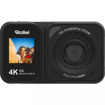 Rollei Compactline 64 Dual Screen Digitalkamera – 14MP, 5x Zoom, Schwarz