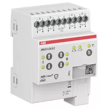 ABB JRA/S4.24.5.2 KNX Jalousie-/Rollladenaktor, 4-fach, 24V AC/DC, Handbetrieb, DIN-Schiene 2CDG110298R0011