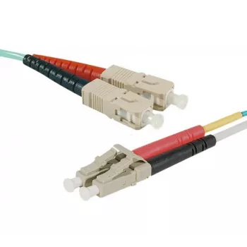 EXERTIS CONNECT Glasfaser-Patchkabel, 50/125 µm, OM3, SC Duplex auf LC Duplex, Türkis, 4,0 m