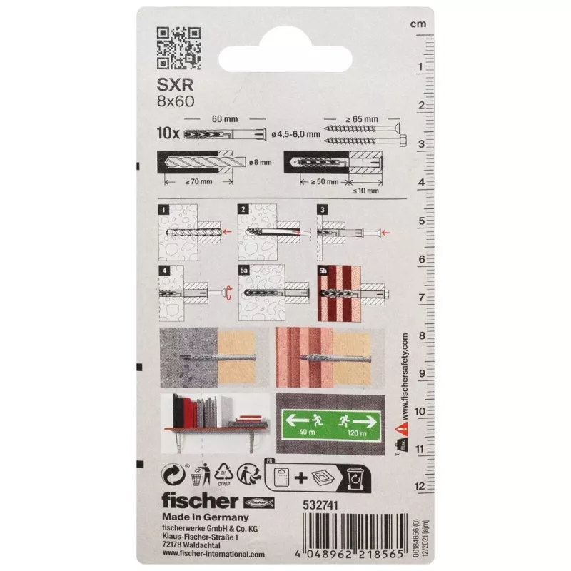 Fischer SXR 8 x 60 K NV Langschaftdübel, 1 Set (532741)
