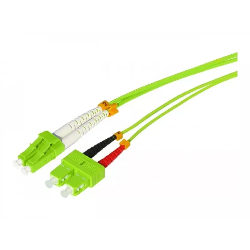 Tecline HD OM5 50/125 µm Multimode Glasfaser-Patchkabel, LC Duplex auf SC Duplex, Limettengrün, 3,0 m 796LS03