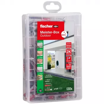 FISCHER Praktischer Helfer Dübel- und Schraubensortiment für Außen- und Feuchträume 130 Teile 561385