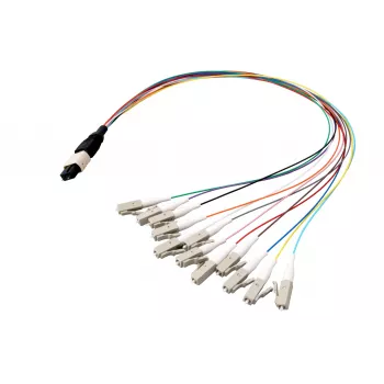 MPO-PLUS/APC(M)-LC Fanout-Kabel OS2 12 Fasern Typ B LSZH Gelb 0,4m MPOM12LCOS2-0,4