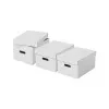LEITZ 628282 Aufbewahrungsbox Home Medium, 3-teiliges Set, Weiß, 100% recycelter Wellpappe, abnehmbarer Deckel, stapelbar
