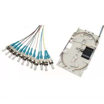 Tecline Glasfaser-Spleißkassette mit 12x OM3-Pigtails, ST/UPC, 2,0 m, 12 Stück (20500035)
