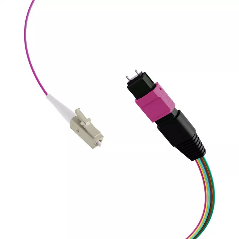 EFB Elektronik MPO-PLUS (M)-LC Fanout-Kabel OM4 12 Fasern Typ B LSZH Erika-Violett 1m MPOM12LCOM4-1