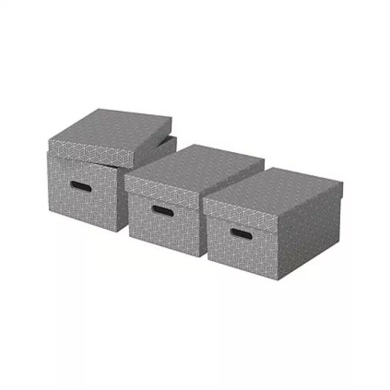 Esselte Aufbewahrungsbox Home M, 17,5 L, 26,5 x 36,5 x 20,5 cm, 3er-Pack, Weiß/Grau (628283)