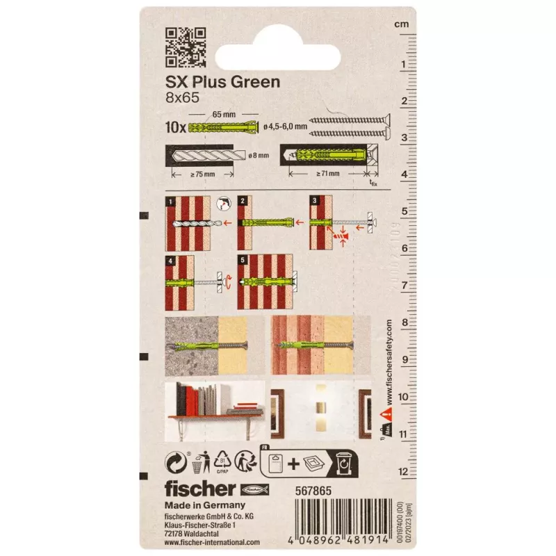 Fischer SX Plus Green Dübel 65 mm 8 mm 567865 1 Stück