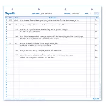 BOI Pflegebericht-Formulare, doppelseitig, A4, 50 Blatt, Weiß (9206-00304)