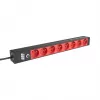 EFB ELEKTRONIK EK631CF.1V2 19-Zoll 1U Rackmount PDU, 8 x CEE 7/5 (Typ E) rote Steckdosen, IEC C14 Eingang, 10A Überlastschutz, Schwarz