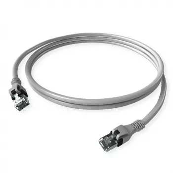 ZVK GmbH EasyLan PushPull Cat 6 STP Patchkabel, RJ-45 Stecker auf RJ-45 Stecker, 1 m, Grau, angespritzte Knickschutztülle CPP1OACACA0010