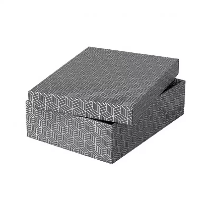 Esselte Home Aufbewahrungs- und Geschenkbox M, 3er-Set, Grau, 100% recycelter Wellpappe, abnehmbarer Deckel 628285