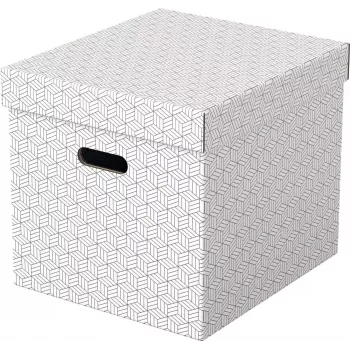 LEITZ Home Cube Aufbewahrungsbox-Set mit 3 Stück, Weiß, 100% recycelter Wellpappe, abnehmbarer Deckel 628288