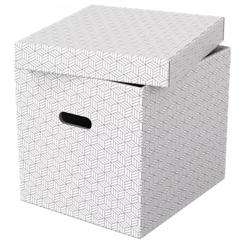 LEITZ Home Cube Aufbewahrungsbox-Set mit 3 Stück, Weiß, 100% recycelter Wellpappe, abnehmbarer Deckel 628288