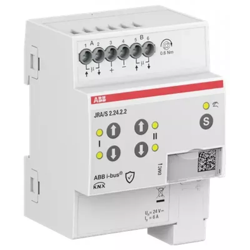 ABB JRA/S2.24.2.2 Jalousie-/Rollladenaktor, 2-Kanal, 24V, Handbetrieb, KNX 2CDG110295R0011