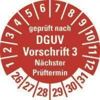 HEIN Industrieschilder DGUV V3 Prüfplakette NP26-31, rund 20 mm, permanent haftend, weiß, 500/Rolle 185658