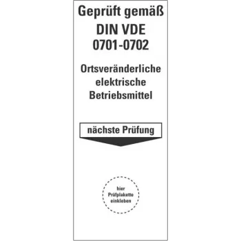 HEIN 178140 Prüfplakette für DIN VDE 0701-0702, selbstklebend, gelb, 50 x 25 mm, 100 Etiketten
