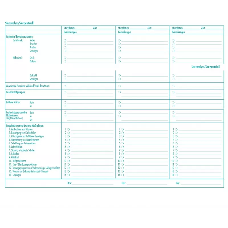 BOI Sturzanalyse-/Protokollformulare, 50 Blatt (9206-00389)