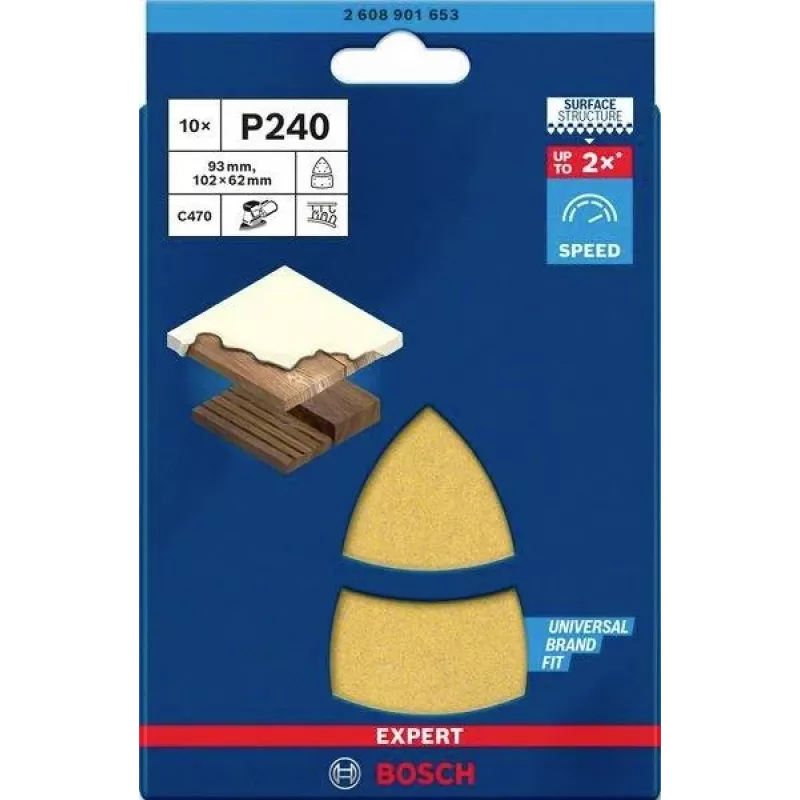 Bosch Accessories 2608901653 Schleifblätter für Multischleifer Körnung 240, 93 x 102 mm, 10er-Pack