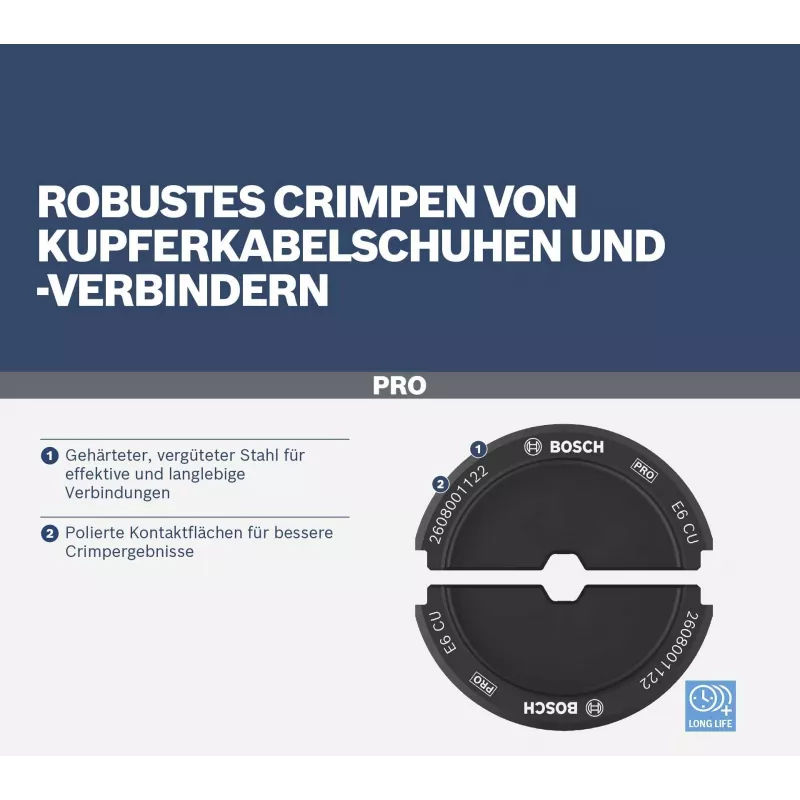 Bosch 2608001126 Crimpmatrizen-Set für Rohrkabelschuhe und Verbinder 35 mm²
