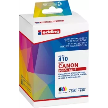 Edding 18-410-01 Kompatibles Tintenpatronen-Set für Canon PGI-5BK & CLI-8 (Schwarz, Cyan, Magenta, Gelb)