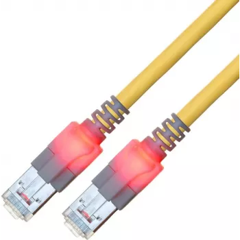 ZVK GMBH Easylan DualBoot LED Patchkabel RJ45 S/FTP Cat.6 (Class E), mit saCon Stecker, LSOH, Gelb, 25 m CS1OYCDCD0250