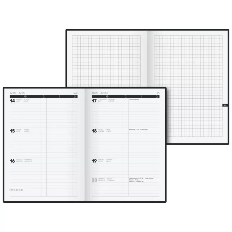 BRUNNEN TIME CENTER 2027 Buchkalender A5 Schwarz Wochenplaner 1072520907