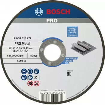 Bosch Standard for Metal Trennscheibe 150 mm x 1,6 mm x 22,23 mm, gerade, Aluminiumoxid, 1 Stück 2608619774