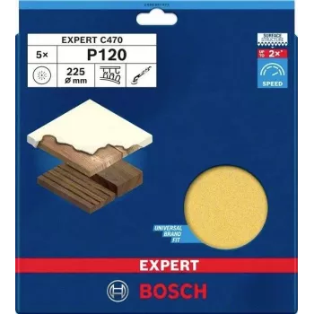 Bosch Expert M480 Schleifscheibe für Trockenbauschleifer, 225 mm, Körnung 120, 5er-Pack 2608901673