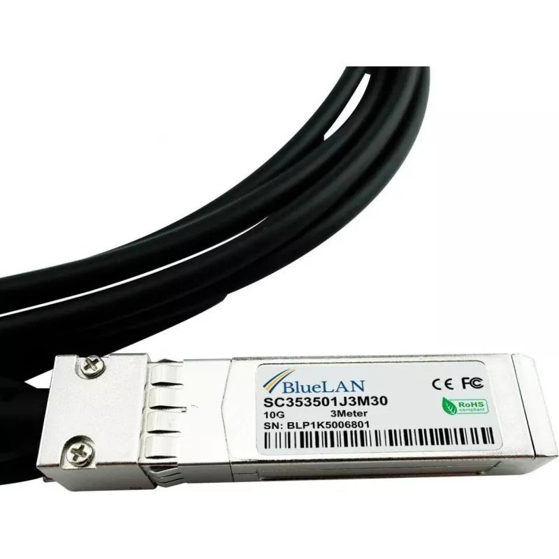BlueLAN 10GBASE-CR Passives SFP+ auf SFP+ Direct Attach Kabel, 0,5m, AWG30 (SFPP-DAC-0.5M-BL)