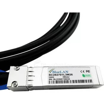 BlueLAN 980-9I48H-00C003 Kompatibles QSFP28 zu 4x SFP28 Passives Kupfer Breakout DAC Kabel, 3m, 100G zu 4x25G 980-9I48H-00C003-BL